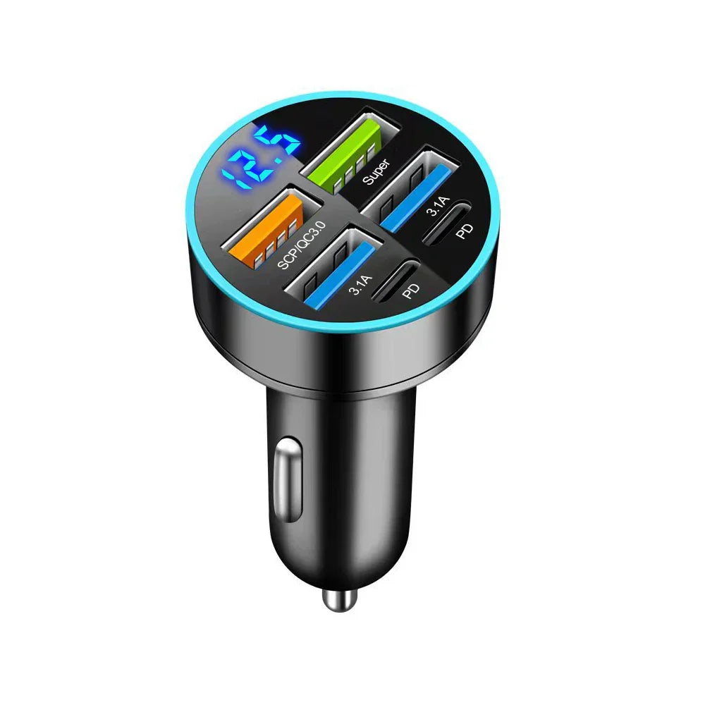 ८ पोर्ट ४USB ४PD ६६W कार चार्जर PD टाइप C फास्ट चार्जिङ अटो मोबाइल फोन एडाप्टर आईफोन सामसुङ हुवावे शाओमी QC ३.० को लागि