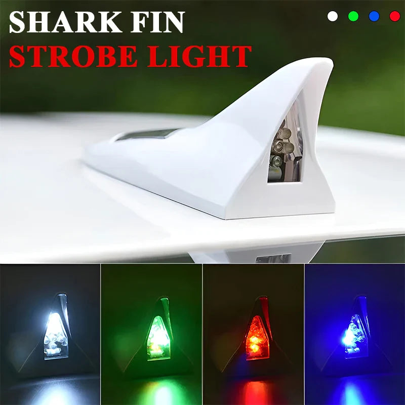 Car Solar Charge LED Anti Collision Warning Light Car Shark Fin Antenna Roof Tail Modification Light Car Safety Warning Light