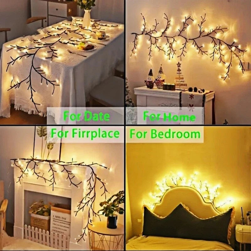 72/96Led Lights,8Moeds Remote Control USB Powered Bendable Willow Vine Light, For Wall Home Decor Indoor Outdoor Night Lights