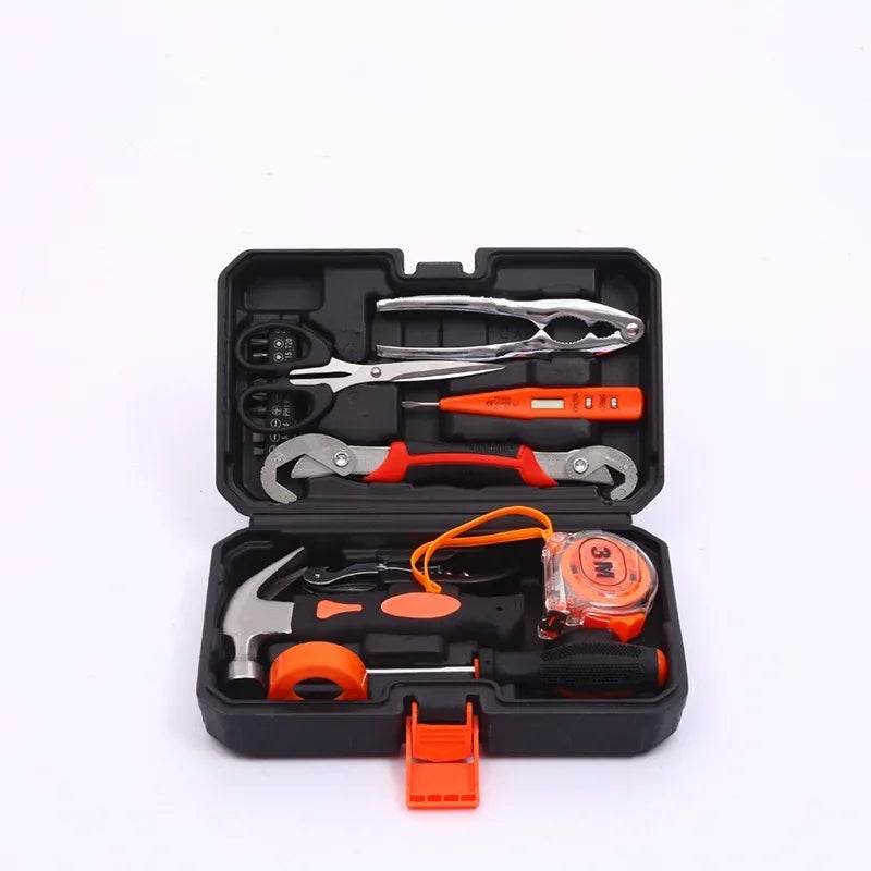 9-piece household and car hardware tool box set Small multi-function combination tool repair hand tool set