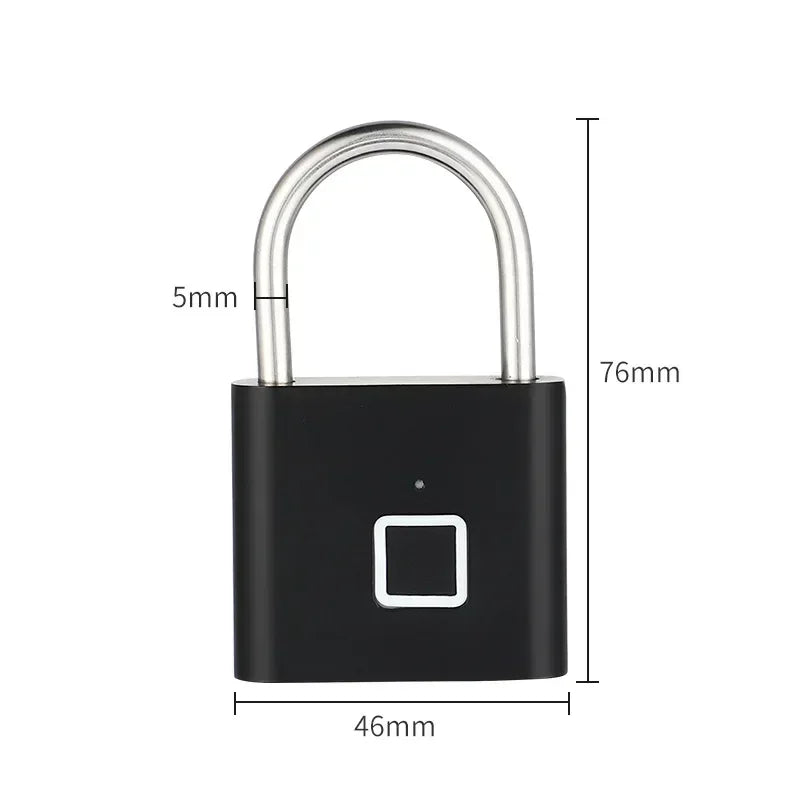 Home  Fingerprint Padlock Aluminum Sliding Door Security Bar 0.2s Lock Portable Anti-theft Electronic Waterproof Unlock To Use