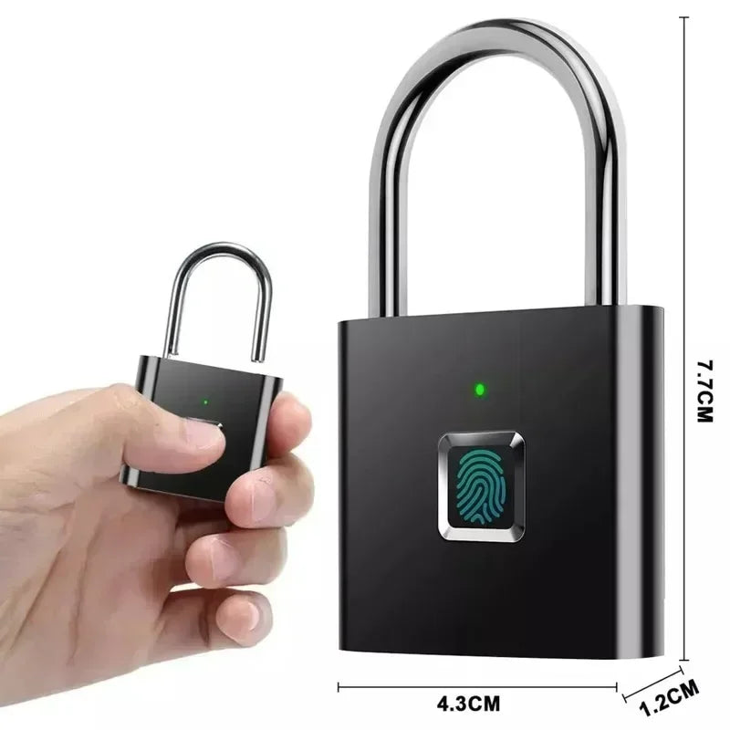 Home  Fingerprint Padlock Aluminum Sliding Door Security Bar 0.2s Lock Portable Anti-theft Electronic Waterproof Unlock To Use