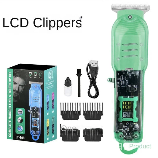 Professional Hair Cutting Machine Rechargeable  Clipper Transparent Electric Hair Trimmers For Men Cordless Hair Cut Machine