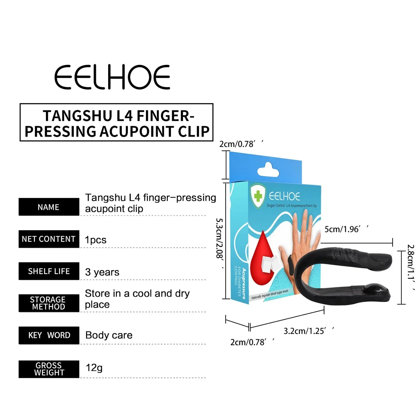 Sugar Control Acupressure Point Clip for Diabetic Treatment Blood Glucose Relief Balance Relaxation Tension Anxiety Health Care