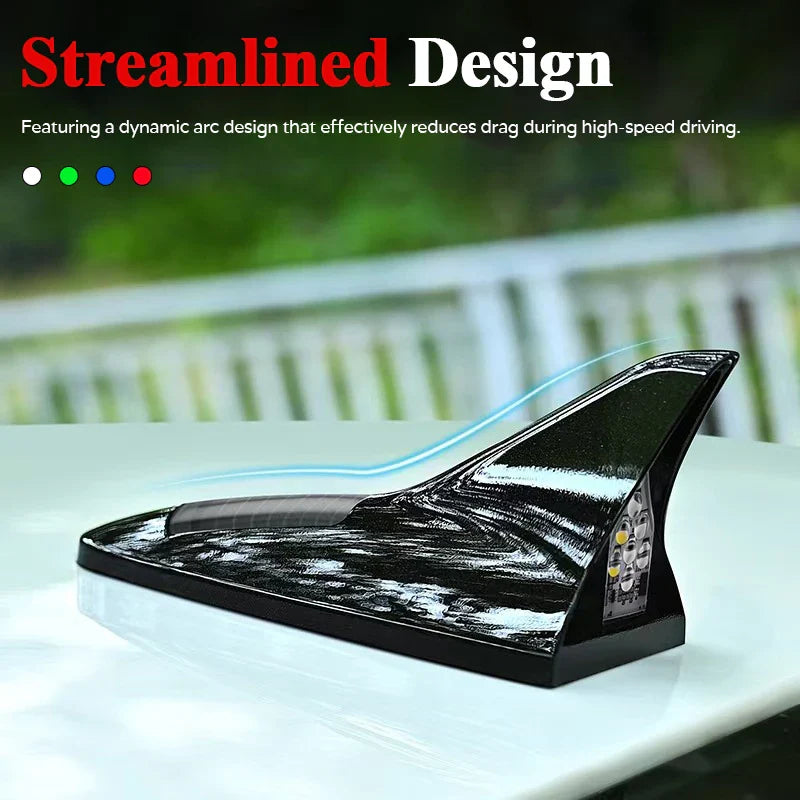 Car Solar Charge LED Anti Collision Warning Light Car Shark Fin Antenna Roof Tail Modification Light Car Safety Warning Light