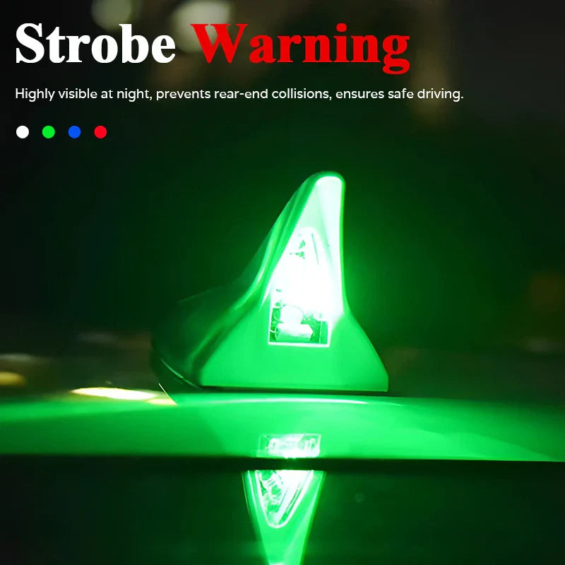 Car Solar Charge LED Anti Collision Warning Light Car Shark Fin Antenna Roof Tail Modification Light Car Safety Warning Light