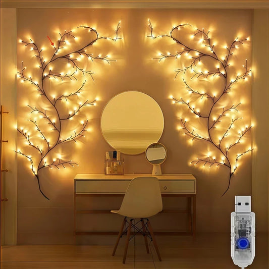 72/96Led Lights,8Moeds Remote Control USB Powered Bendable Willow Vine Light, For Wall Home Decor Indoor Outdoor Night Lights