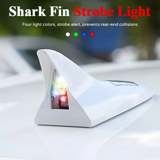 Car Solar Charge LED Anti Collision Warning Light Car Shark Fin Antenna Roof Tail Modification Light Car Safety Warning Light